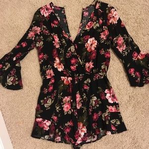 Black and floral romper